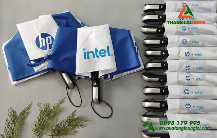Ô Dù Cầm Tay Gập 3 - In Logo Thương Hiệu HP INTEL
