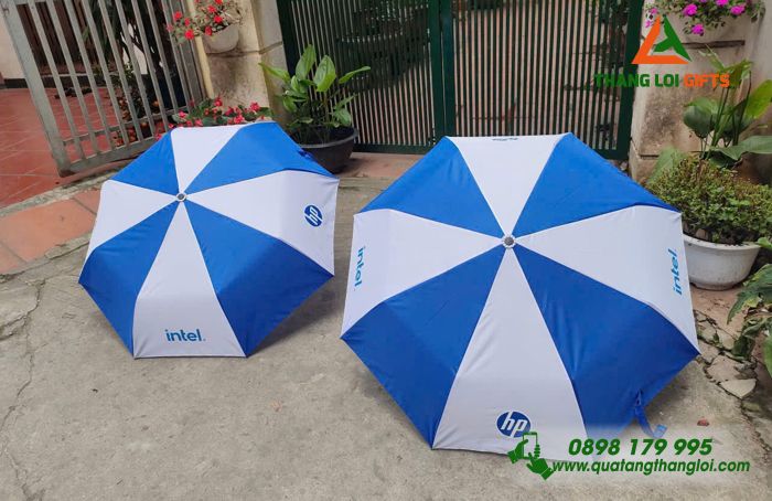 Ô Dù Cầm Tay Gập 3 - In Logo Thương Hiệu HP INTEL
