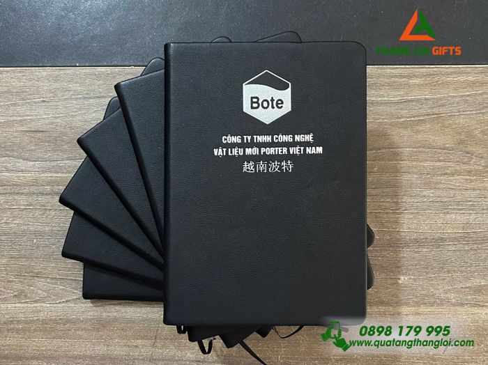 Sổ Tay Dán Gáy Màu Đen - Ép Kim Logo Doanh Nghiệp PORTER VIỆT NAM