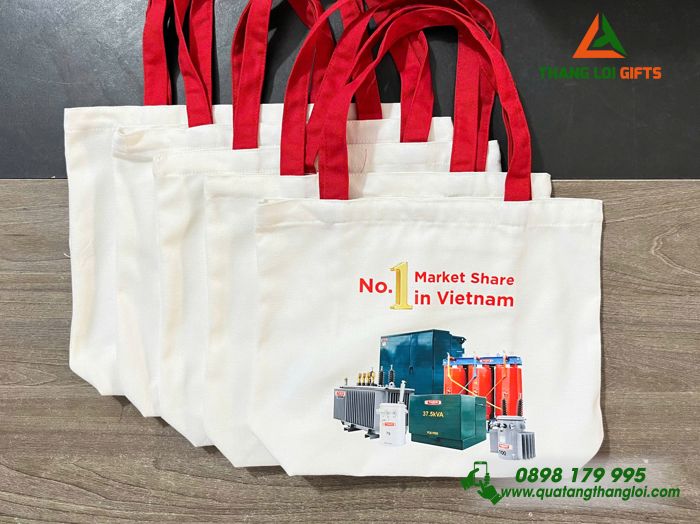 Túi Vải Canvas Màu Trắng - In Logo Hình Ảnh Doanh Nghiệp THIBIDI