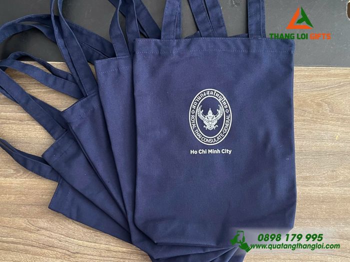 Túi Vải Canvas Màu Xanh Đậm - In Logo Tổng Lãnh Sự Quán Thái Lan Tại TP.HCM