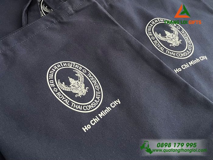 Túi Vải Canvas Màu Xanh Đậm - In Logo Tổng Lãnh Sự Quán Thái Lan Tại TP.HCM