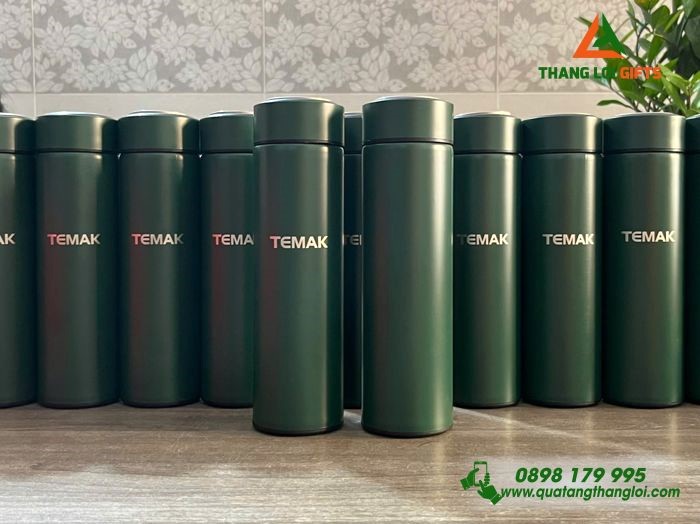 Bình Giữ Nhiệt Màu Xanh Lá - Khắc Logo Doanh Nghiệp TEMAK