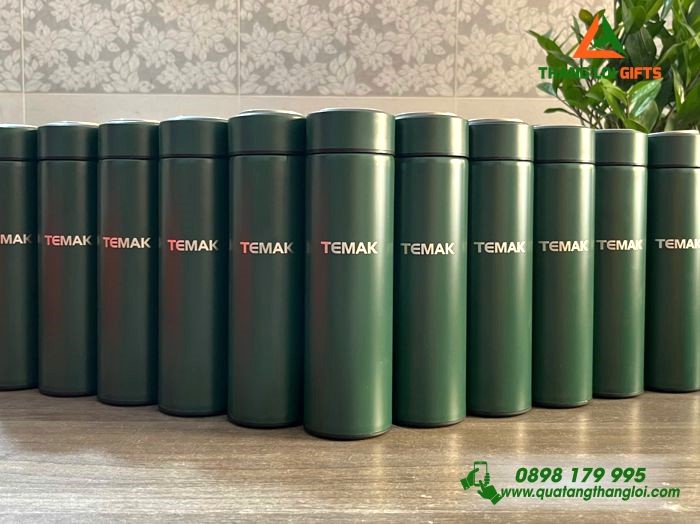 Bình Giữ Nhiệt Màu Xanh Lá - Khắc Logo Doanh Nghiệp TEMAK