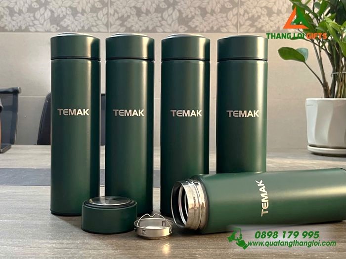 Bình Giữ Nhiệt Màu Xanh Lá - Khắc Logo Doanh Nghiệp TEMAK
