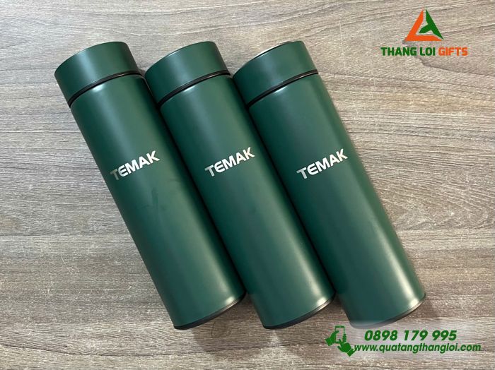 Bình Giữ Nhiệt Màu Xanh Lá - Khắc Logo Doanh Nghiệp TEMAK