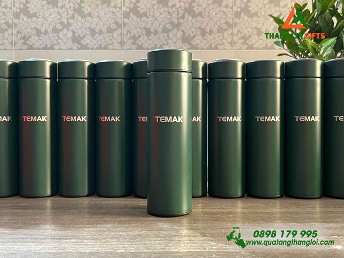 Bình Giữ Nhiệt Màu Xanh Lá - Khắc Logo Doanh Nghiệp TEMAK