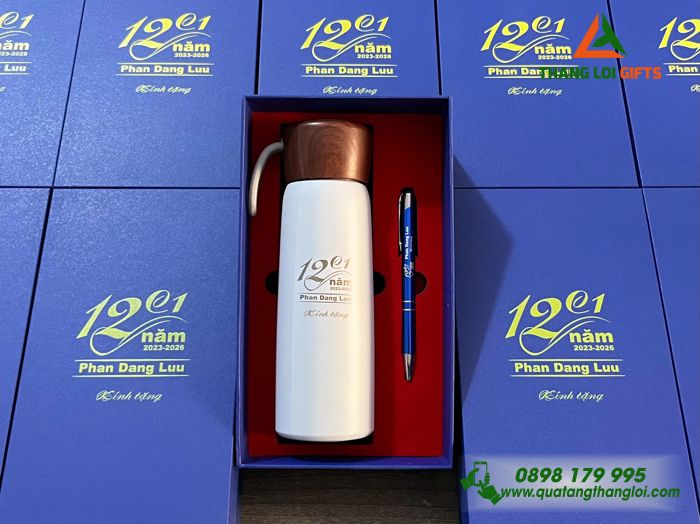 Bộ Quà Tặng (Bình & Bút) - In Khắc Logo Lớp 12C1 Trường THPT Phan Đăng Lưu