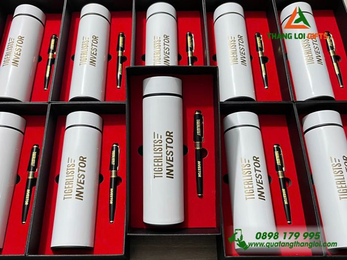 Combo Quà Tặng (Bình & Bút) - In Khắc Logo TIGERLISTS INVESTOR