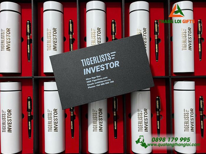Combo Quà Tặng (Bình & Bút) - In Khắc Logo TIGERLISTS INVESTOR