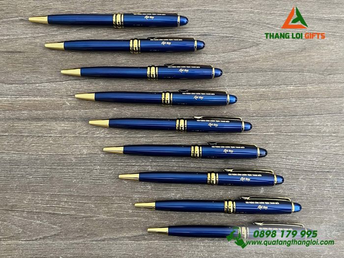 Bút Ký Kim Loại Xoay Màu Xanh Khoen Vàng - Văn Phòng Công Chứng Trịnh Thanh Điền