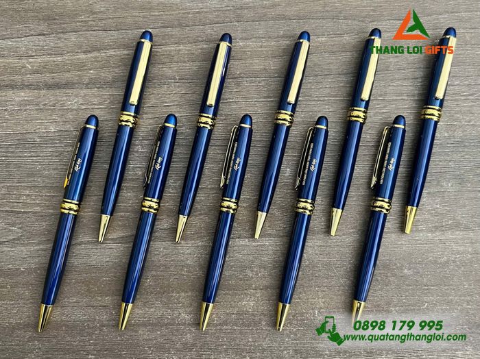 Bút Ký Kim Loại Xoay Màu Xanh Khoen Vàng - Văn Phòng Công Chứng Trịnh Thanh Điền