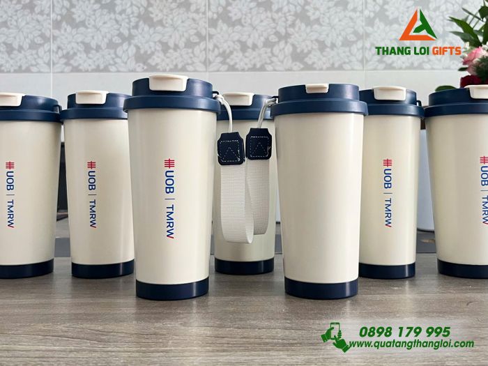 Ly Giữ Nhiệt 530ml Nắp Xanh - In Logo Ngân Hàng UOB