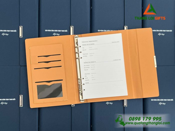 Sổ Da Bìa Còng Gập 3 Màu Xanh - In Tên Văn Phòng Công Chứng Trịnh Thanh Điền