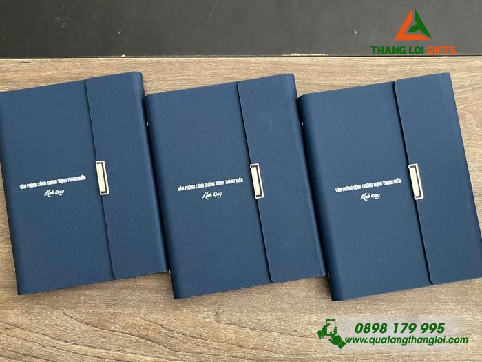 Sổ Da Bìa Còng Gập 3 Màu Xanh - In Tên Văn Phòng Công Chứng Trịnh Thanh Điền