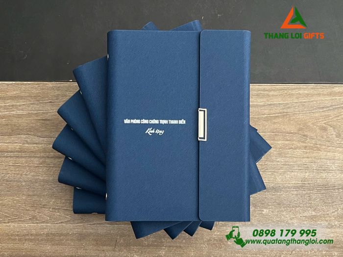 Sổ Da Bìa Còng Gập 3 Màu Xanh - In Tên Văn Phòng Công Chứng Trịnh Thanh Điền