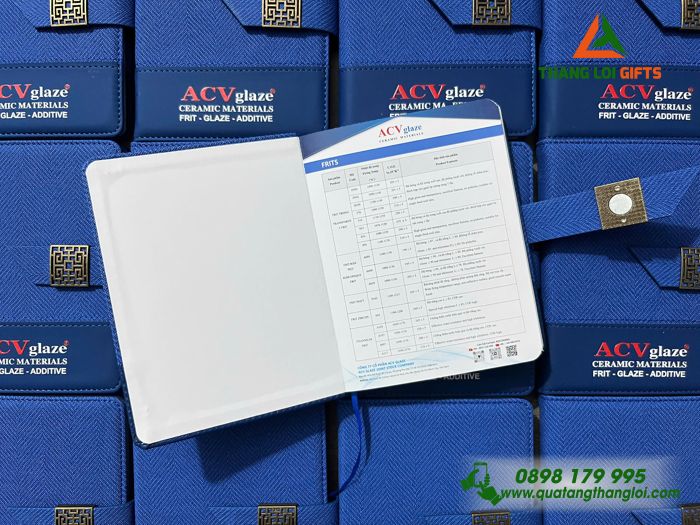 Sổ Tay Dán Gáy Mini Màu Xanh - In Logo Doanh Nghiệp ACV Glaze