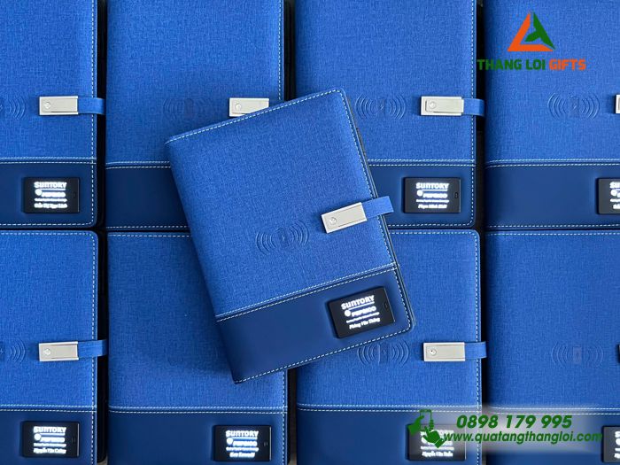 Sổ Tay Đa Năng Màu Xanh - Khắc Logo Doanh Nghiệp Suntory Pepsico