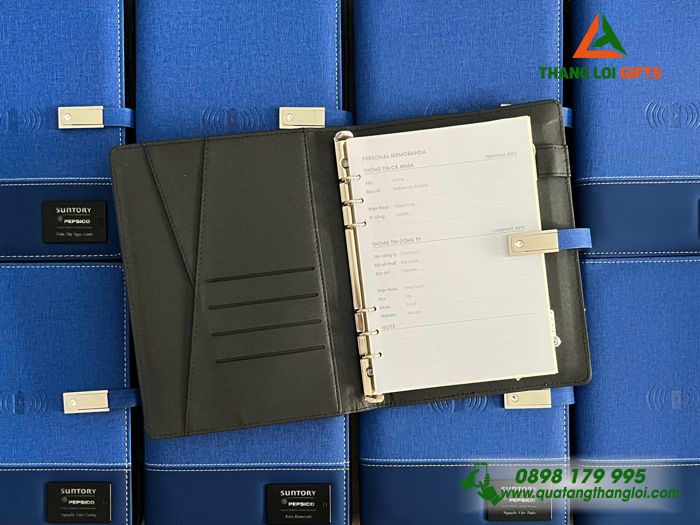 Sổ Tay Đa Năng Màu Xanh - Khắc Logo Doanh Nghiệp Suntory Pepsico