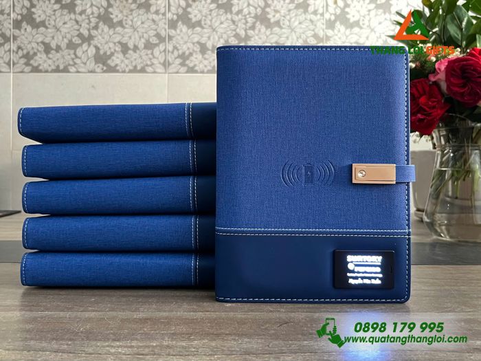 Sổ Tay Đa Năng Màu Xanh - Khắc Logo Doanh Nghiệp Suntory Pepsico