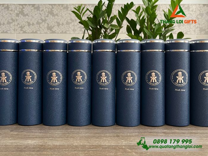 Bình Giữ Nhiệt Sơn Nhám Màu Xanh - Khắc Logo Trường THCS & THPT Trần Đại Nghĩa