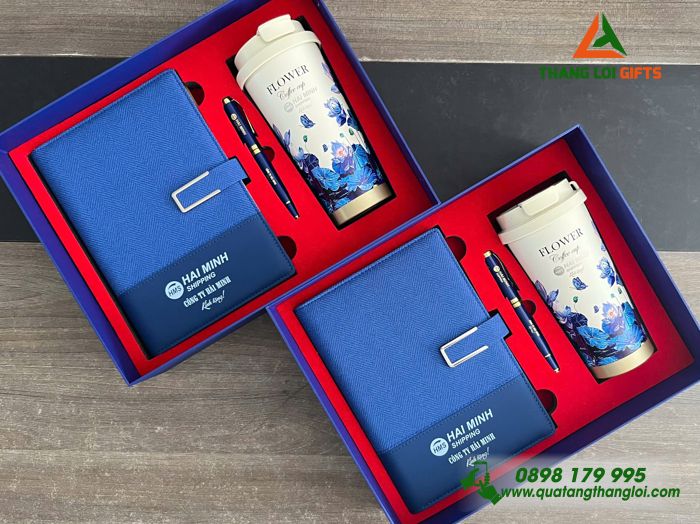 Giftset Cao Cấp (Sổ+ Ly+ Bút) - In Khắc Logo Doanh Nghiệp Hải Minh