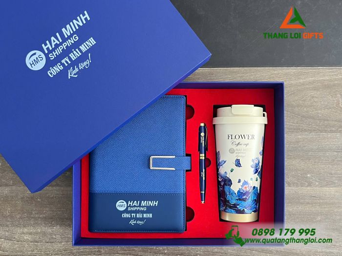 Giftset Cao Cấp (Sổ+ Ly+ Bút) - In Khắc Logo Doanh Nghiệp Hải Minh