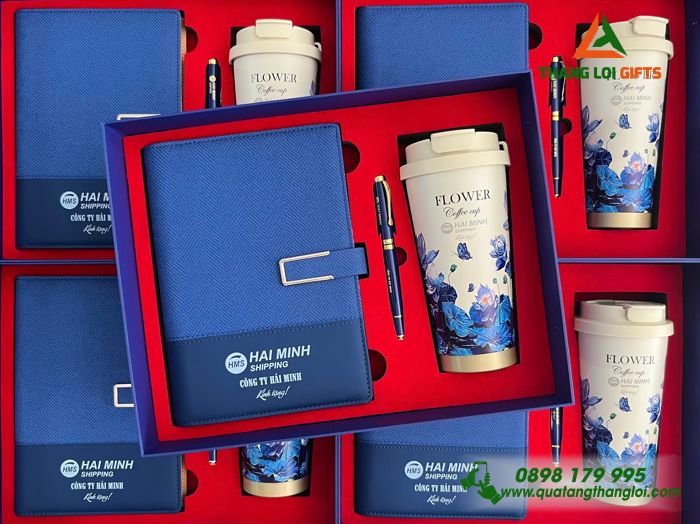 Giftset Cao Cấp (Sổ+ Ly+ Bút) - In Khắc Logo Doanh Nghiệp Hải Minh