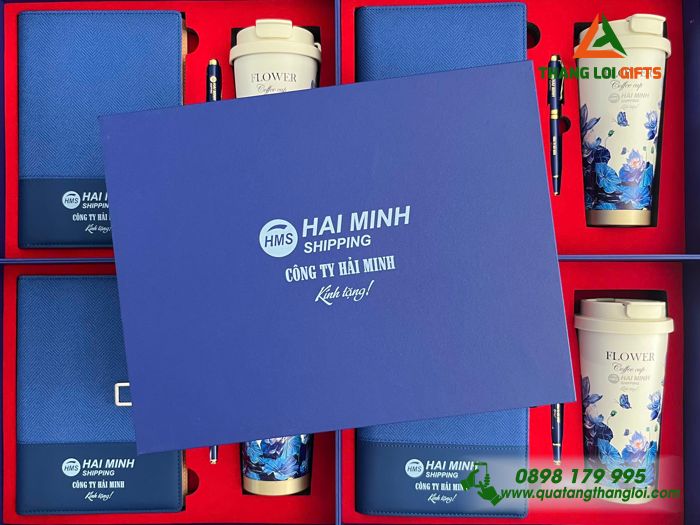 Giftset Cao Cấp (Sổ+ Ly+ Bút) - In Khắc Logo Doanh Nghiệp Hải Minh