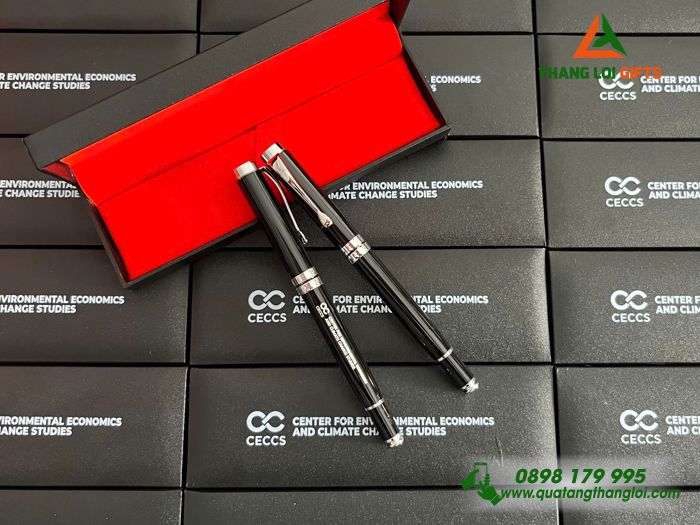 Bút Ký Kim Loại Nắp Cao Cấp & Hộp Nắp Bật In Khắc Logo Doanh Nghiệp CECCS