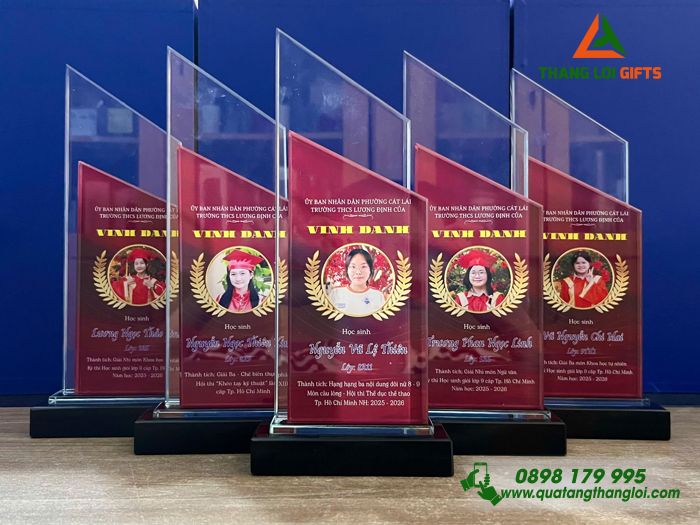 Cúp Pha Lê - In Hình Ảnh Vinh Danh Học Sinh Tiêu Biểu Trường THCS Lương Định Của