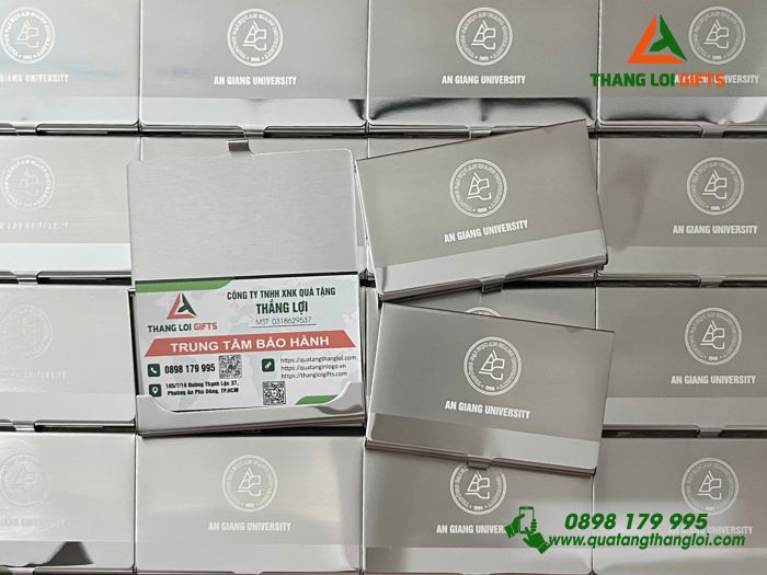 Hộp Đựng Namecard Inox - Khắc Logo Trường Đại Học An Giang