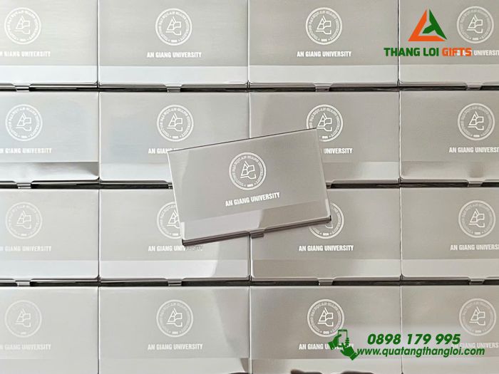 Hộp Đựng Namecard Inox - Khắc Logo Trường Đại Học An Giang