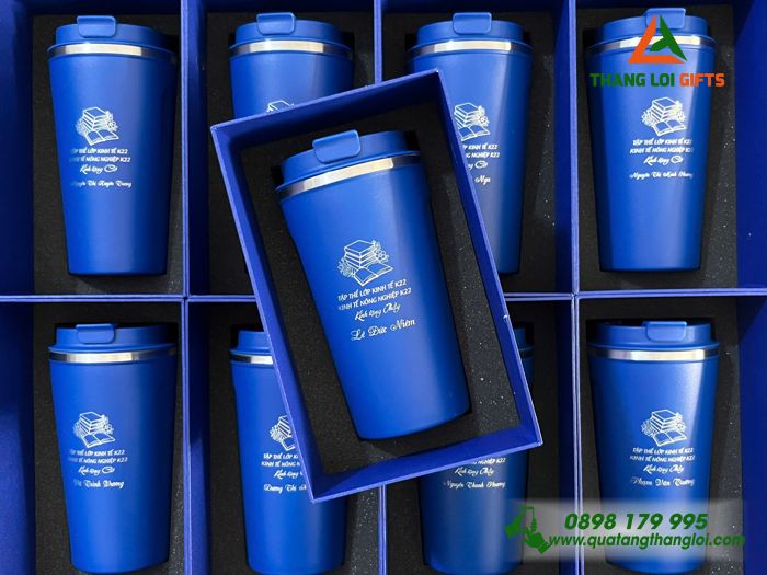 Ly Giữ Nhiệt 510ml Màu Xanh Đậm In Khắc Logo Theo Yêu Cầu