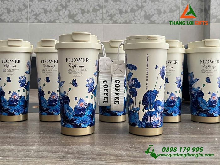 Ly Giữ Nhiệt 530ml Hình Hoa Sen - Khắc Logo Doanh Nghiệp Hải Minh SHIPPING