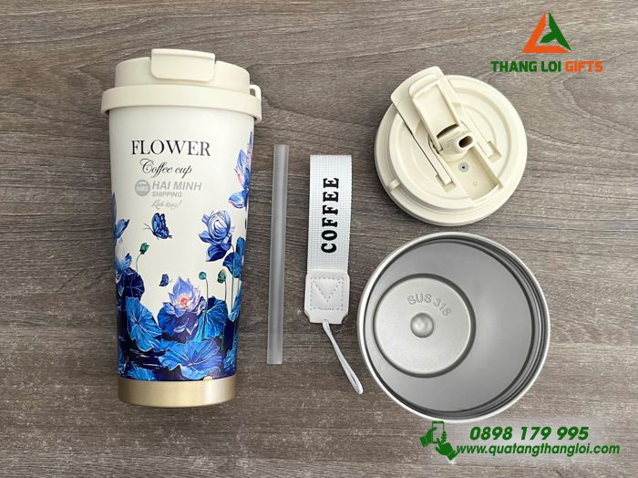 Ly Giữ Nhiệt 530ml Hình Hoa Sen - Khắc Logo Doanh Nghiệp Hải Minh SHIPPING