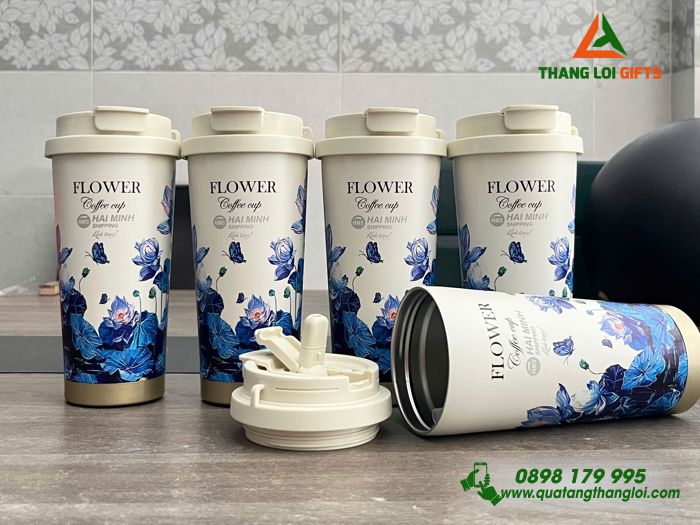 Ly Giữ Nhiệt 530ml Hình Hoa Sen - Khắc Logo Doanh Nghiệp Hải Minh SHIPPING