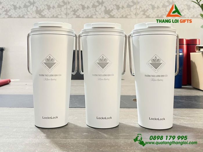 Ly Giữ Nhiệt Lock&Lock LHC4269 Có Quai - Khắc Logo Trường THCS Lương Định Của