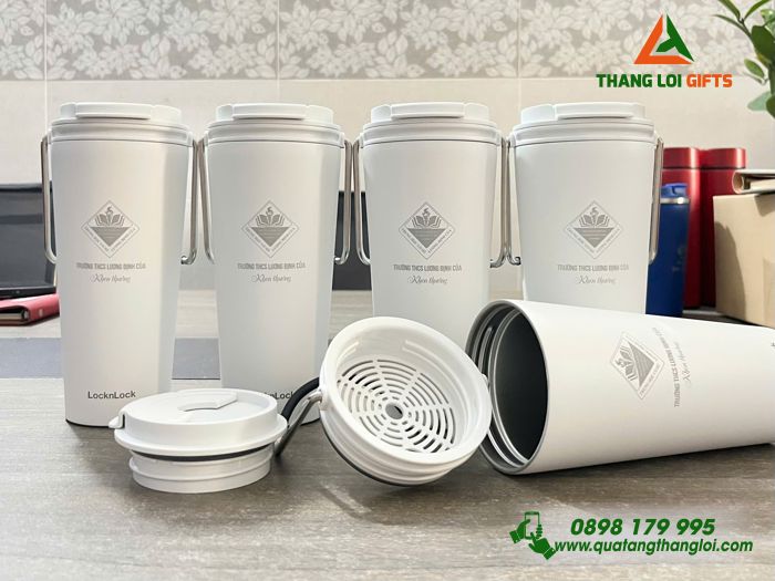 Ly Giữ Nhiệt Lock&Lock LHC4269 Có Quai - Khắc Logo Trường THCS Lương Định Của