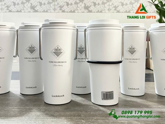Ly Giữ Nhiệt Lock&Lock LHC4269 Có Quai - Khắc Logo Trường THCS Lương Định Của
