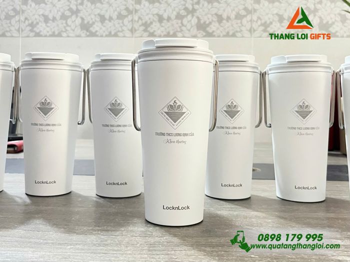 Ly Giữ Nhiệt Lock&Lock LHC4269 Có Quai - Khắc Logo Trường THCS Lương Định Của