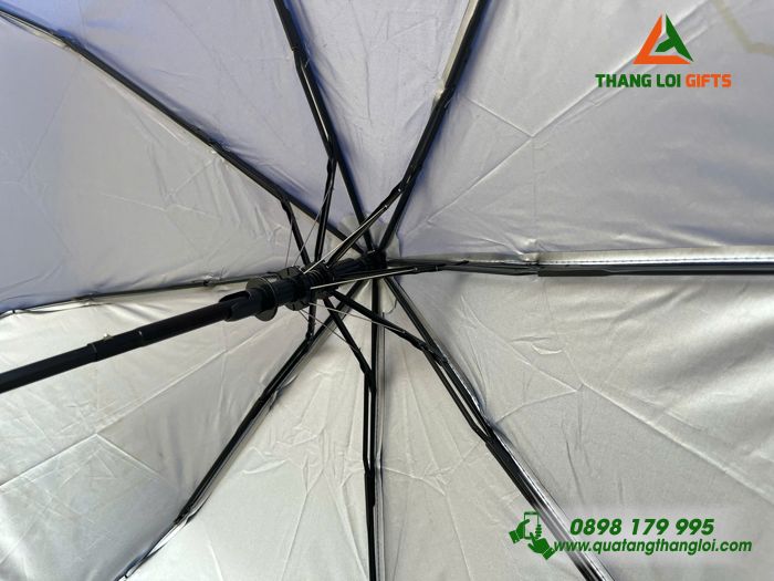 Ô Dù Cầm Tay Gấp 3 Màu Xanh - In Logo Trung Tâm Ngoại Ngữ ALOHA Sài Gòn