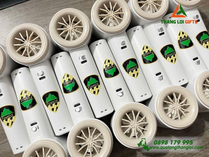 Quạt Mini Cầm Tay 4.000mAh Màu Trắng Kem In Logo Doanh Nghiệp Đại Phúc Vinh CNC