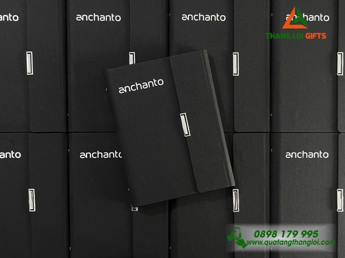 Sổ Da Cao Cấp Dạng Gập 3 Màu Đen In Logo Doanh Nghiệp ANCHANTO