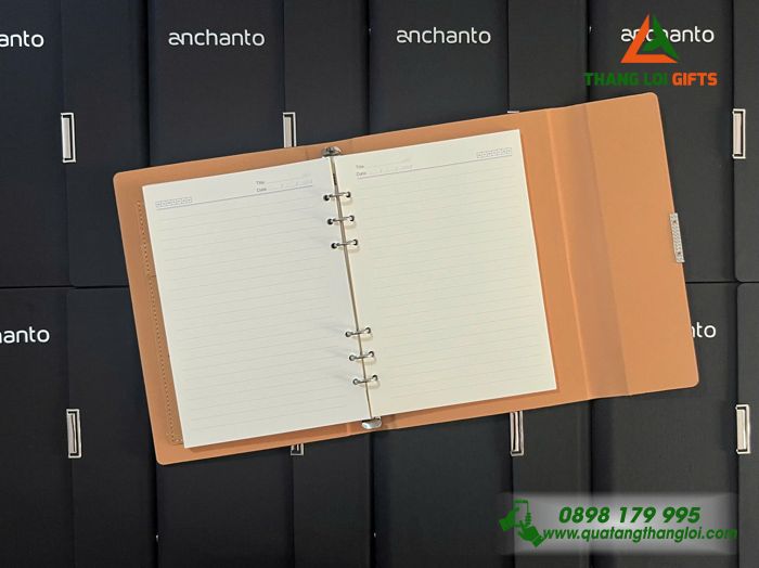 Sổ Da Cao Cấp Dạng Gập 3 Màu Đen In Logo Doanh Nghiệp ANCHANTO