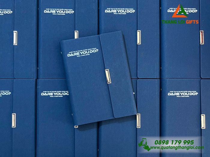 Sổ Da Bìa Còng Gập 3 Màu Xanh - In Tên Cuộc Thi DARE YOU DO Mùa 4 Năm 2026
