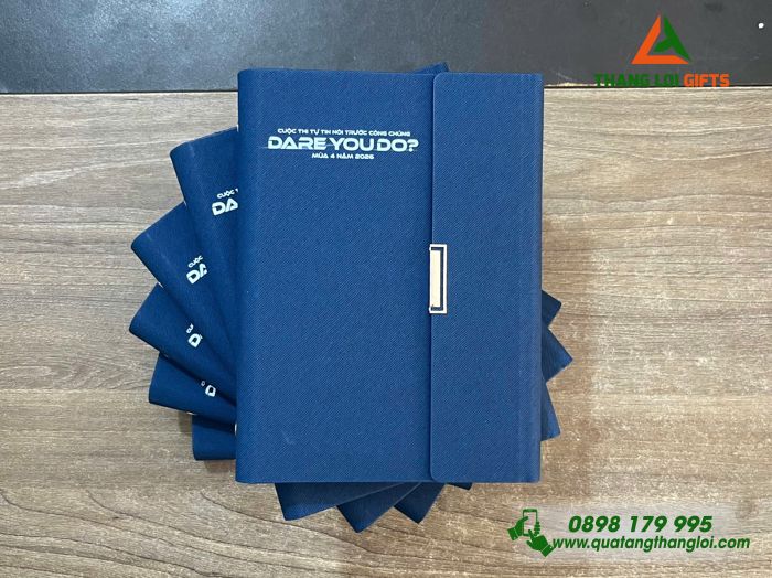 Sổ Da Bìa Còng Gập 3 Màu Xanh - In Tên Cuộc Thi DARE YOU DO Mùa 4 Năm 2026