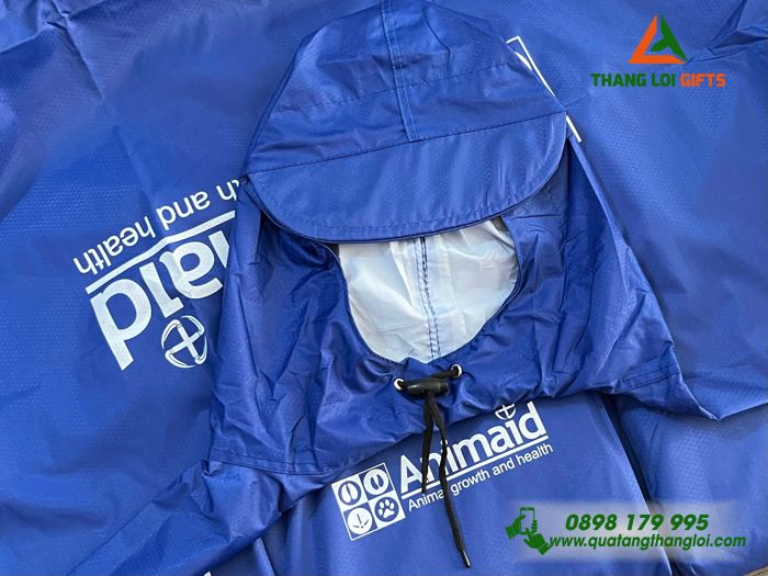 Áo Mưa Cánh Dơi Màu Xanh Vảo Tổ Ong In Logo Doanh Nghiệp Animaid