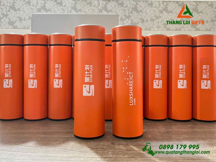 Bình Giữ Nhiệt Màu Cam 500ml In Logo Doanh Nghiệp Luxshare ICT