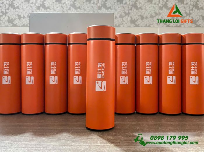 Bình Giữ Nhiệt Màu Cam 500ml In Logo Doanh Nghiệp Luxshare ICT